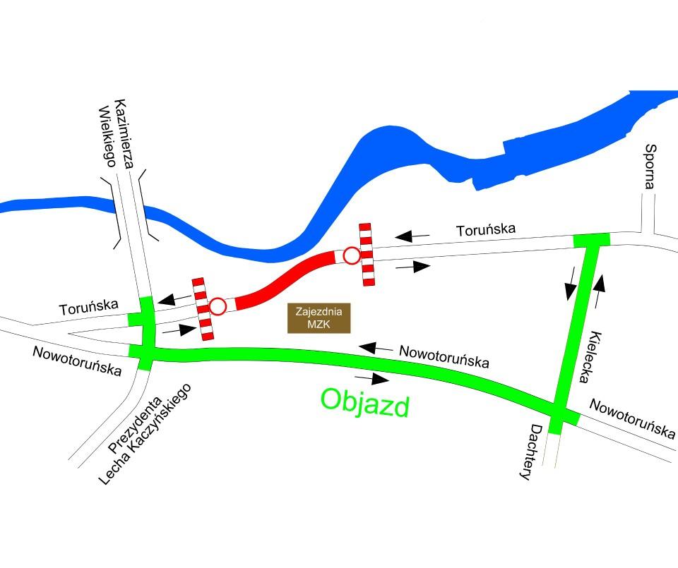 mapa objazdów
